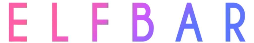 Verlaufendes ELFBAR-Logo mit Farbverlauf von Pink zu Blau auf transparentem Hintergrund. Ideal für Branding und Marketing von ELFBAR E-Zigaretten und Vape-Produkten.
